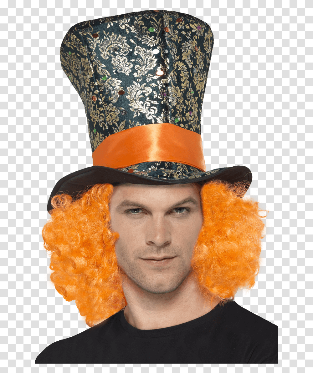 Orange Mad Hatter Hair & Hat Tea Party Hats For Men, Person, Human, Clothing, Apparel Transparent Png