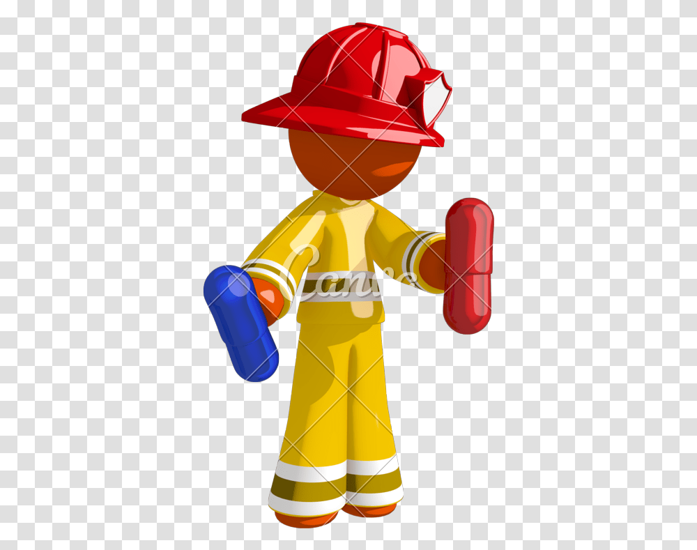 Orange Man Firefighter Blue Cartoon, Person, Human, Apparel Transparent Png