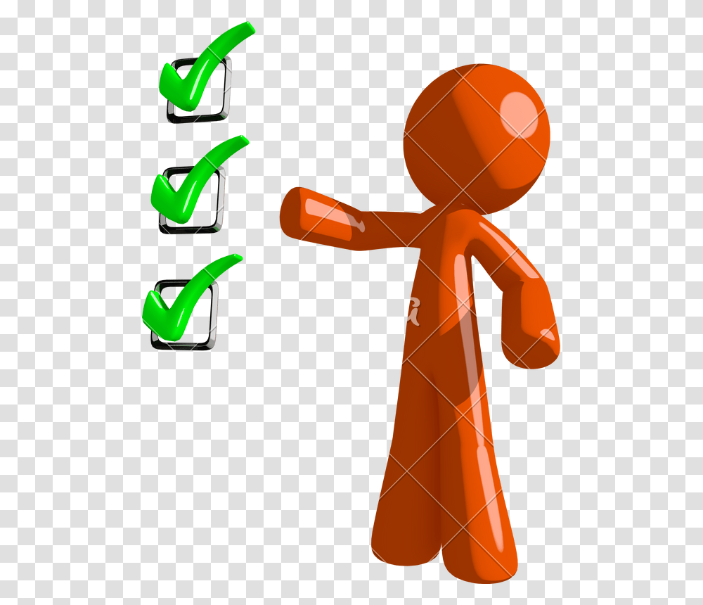 Orange Man Pointing Green Checkmark List, Number, Alphabet Transparent Png