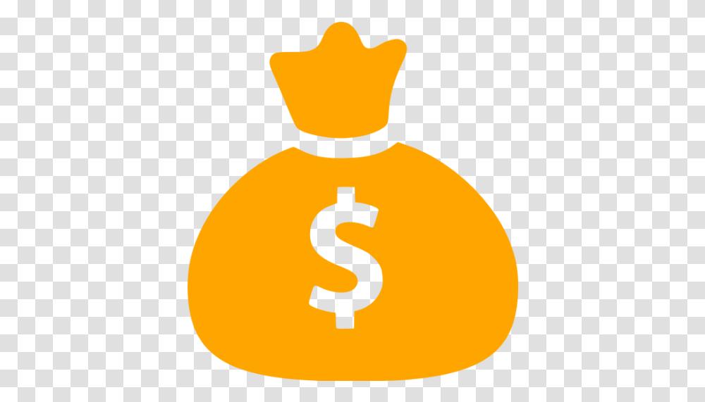 Orange Money Bag Icon Free Orange Money Bag Icons Money Bag Icon Orange, Symbol, Number, Text, Pumpkin Transparent Png