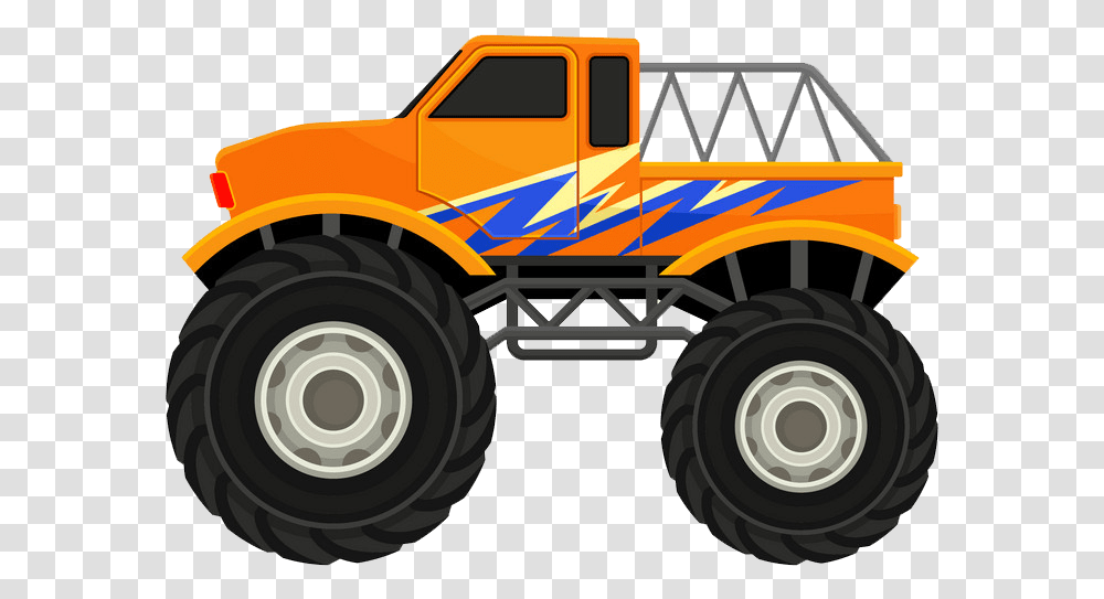 Orange Monster Truck Icon Clipart World Monster Truck Clipart Clipart World, Tire, Vehicle, Transportation, Wheel Transparent Png