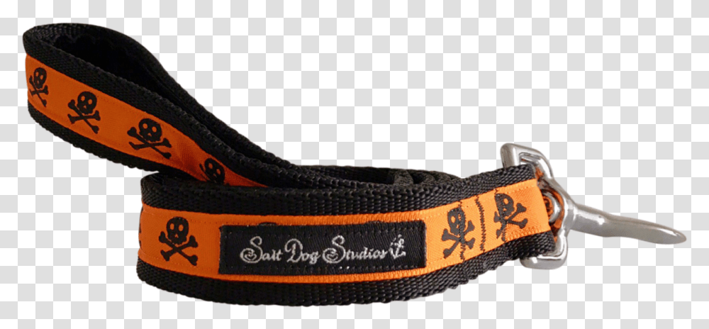 Orange On Black Skulls Ribbon Dog Lead, Strap, Leash, Canvas, Belt Transparent Png