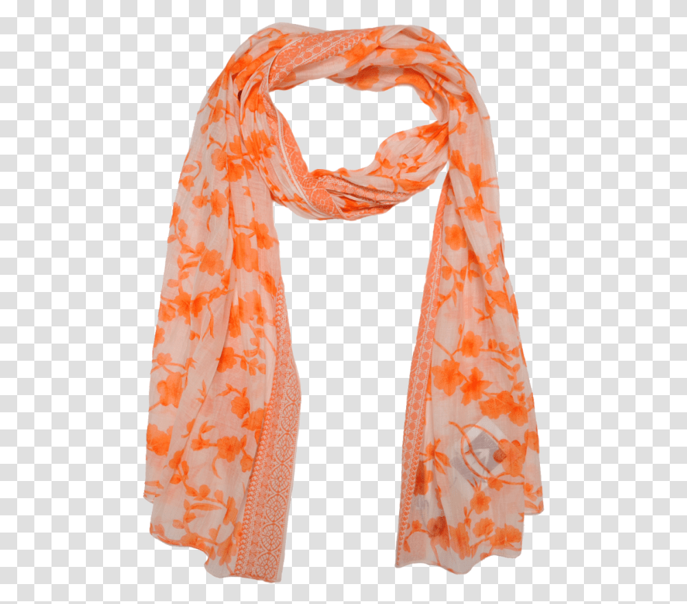 Orange Printer Scarf Image Purepng Free Stylish Rumal, Clothing, Apparel, Stole, Silk Transparent Png