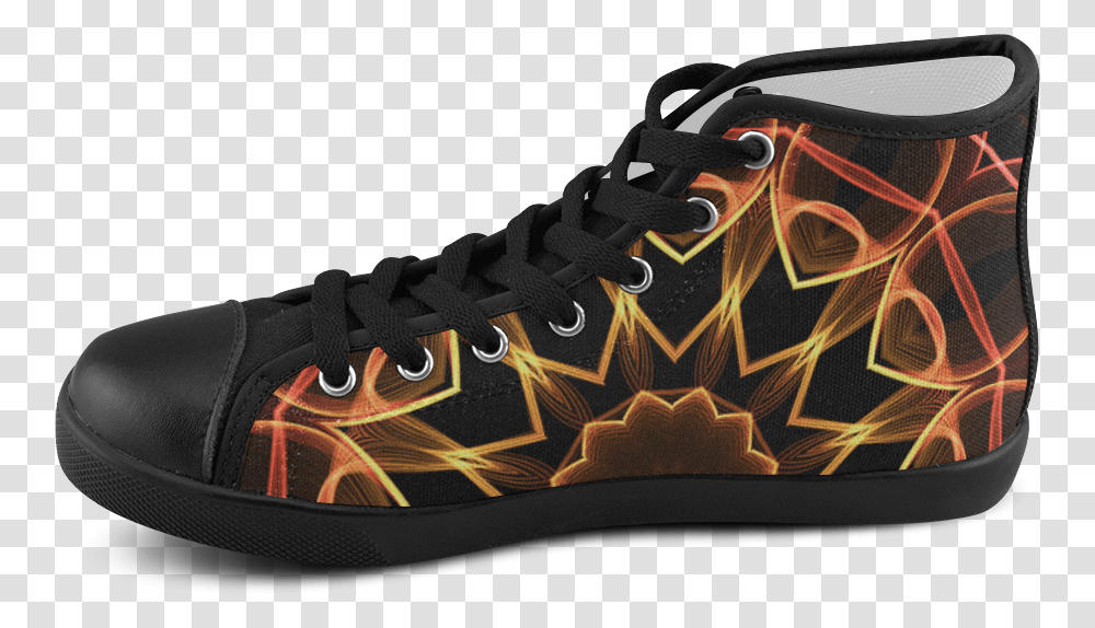 Orange Red Flames Abstract Art Men's High Top Canvas Chevy Sneakers, Shoe, Footwear, Apparel Transparent Png