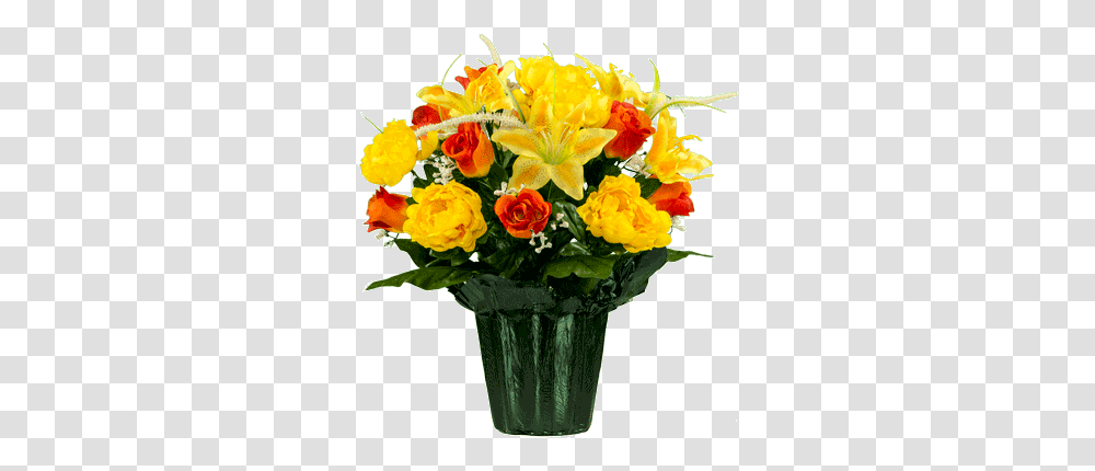Orange Roses And Yellow Stargazer - Sunset Memorial Gardens, Plant, Flower Bouquet, Flower Arrangement, Blossom Transparent Png