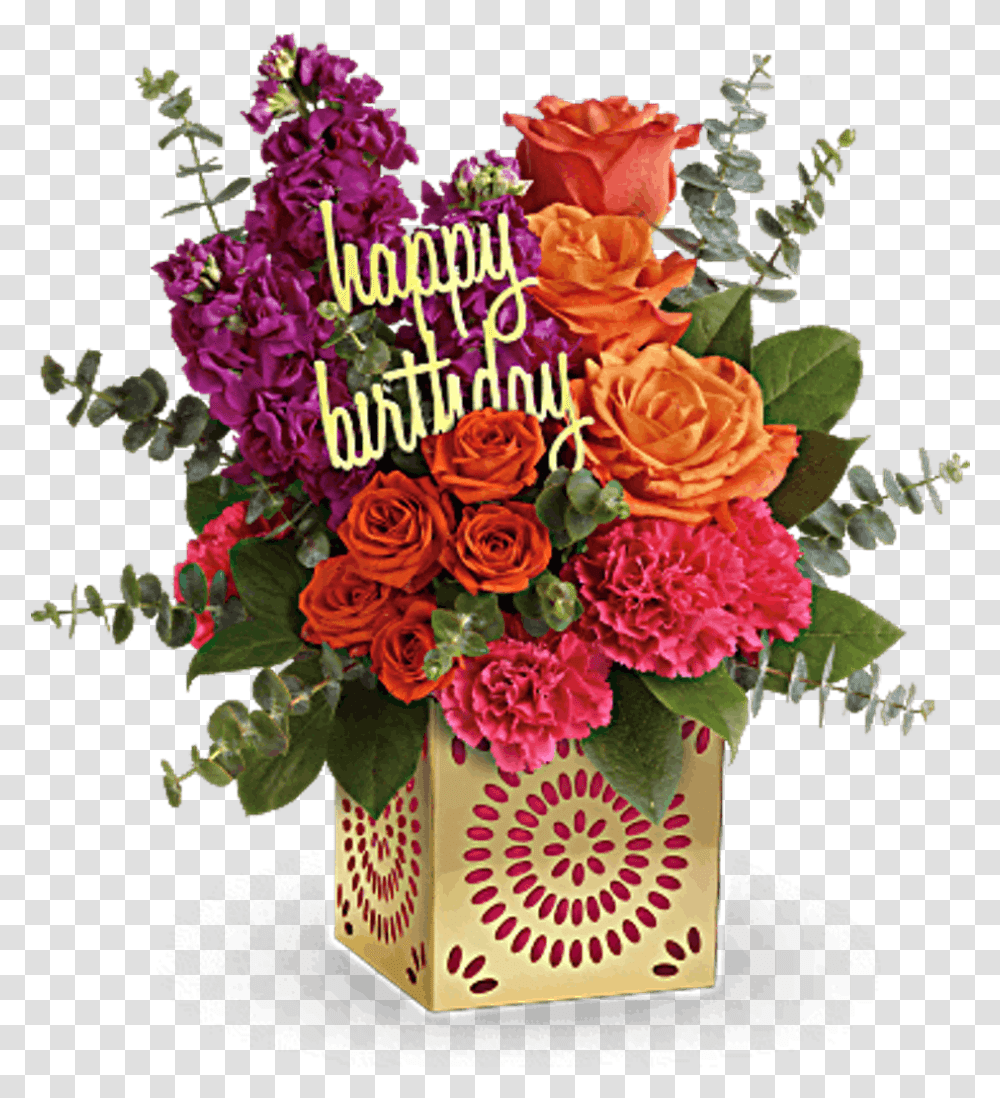 Orange Roses Fuchsia Stock And Pink Bouquet Of Flowers For Birthday, Graphics, Art, Floral Design, Pattern Transparent Png