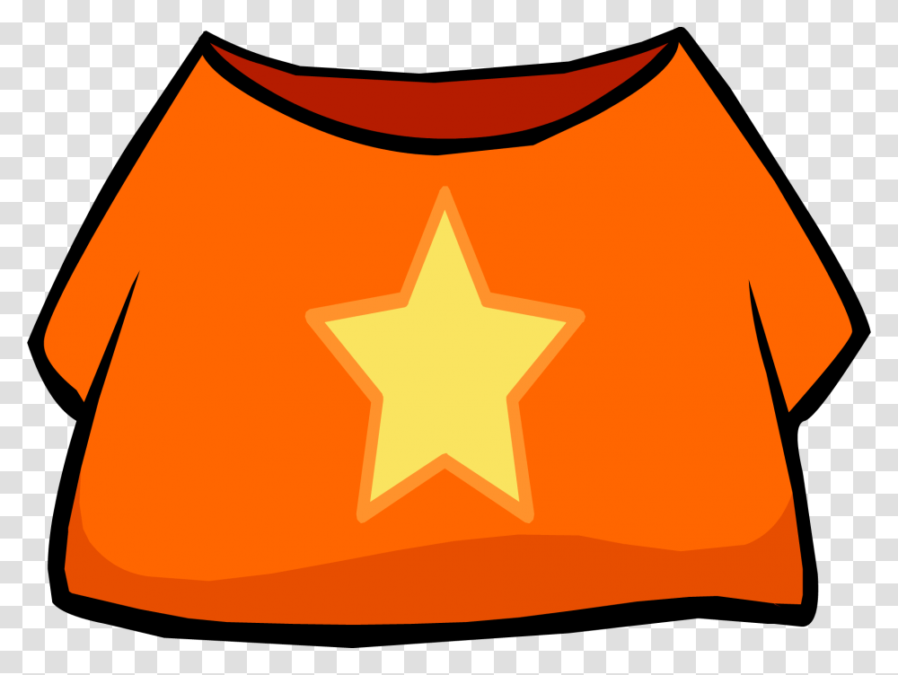 Orange Shirt Club Penguin T Shirt With Star, Star Symbol Transparent Png