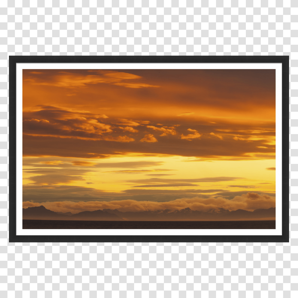 Orange Sunset On The Horizon, Screen, Electronics, Canvas, Monitor Transparent Png