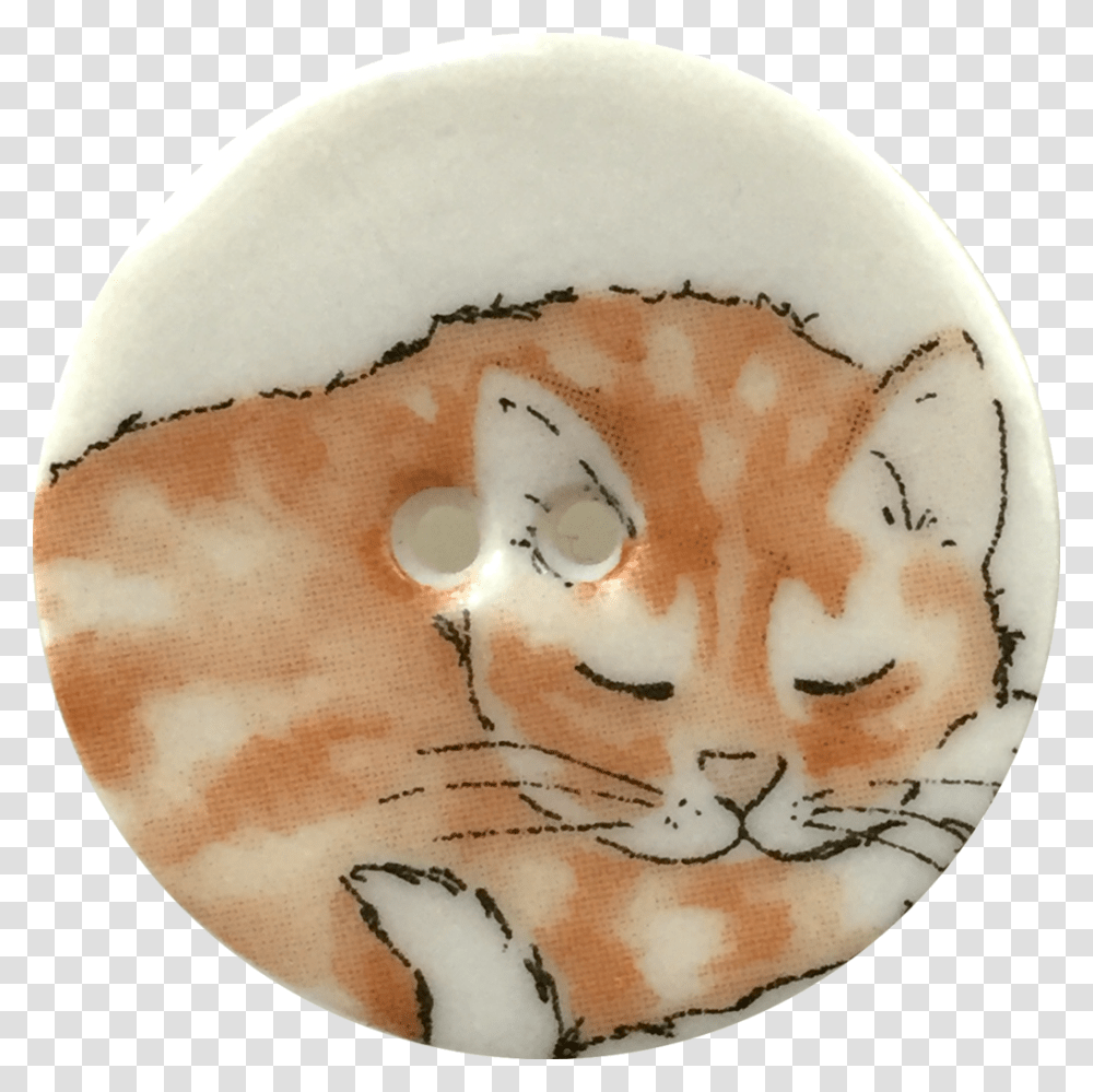 Orange Tabby One Cat Sleeping Porcelain Button 1 18 Kitten, Egg, Food, Accessories, Accessory Transparent Png