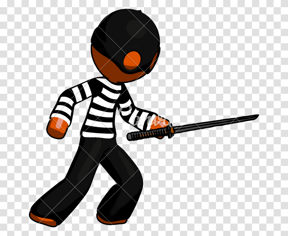 Orange Thief Man Stabbing With Ninja Sword Katana, Performer, Person, Human, Clown Transparent Png