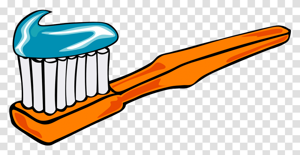 Orange Toothbrush Clipart, Tool, Toothpaste Transparent Png