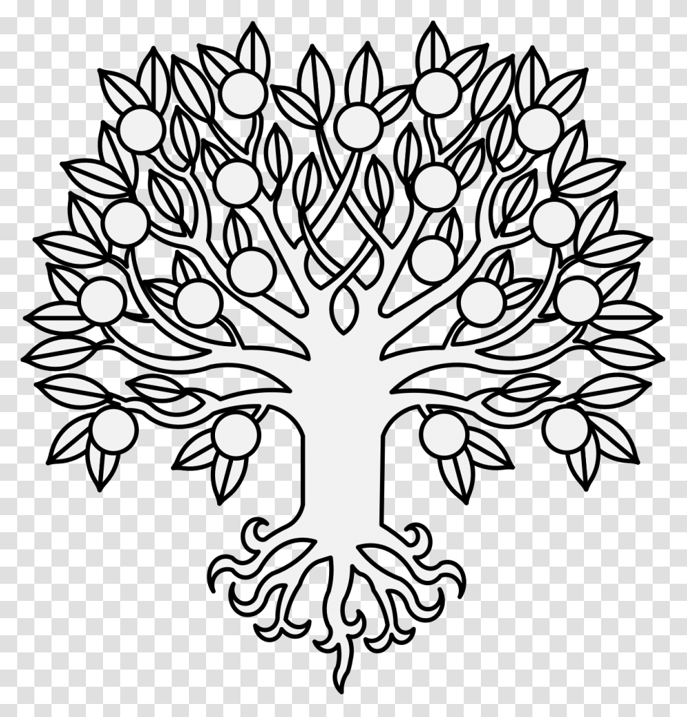 Orange Tree Fructed And Eradicated Tree Orange Draw Black And White, Stencil, Plant Transparent Png