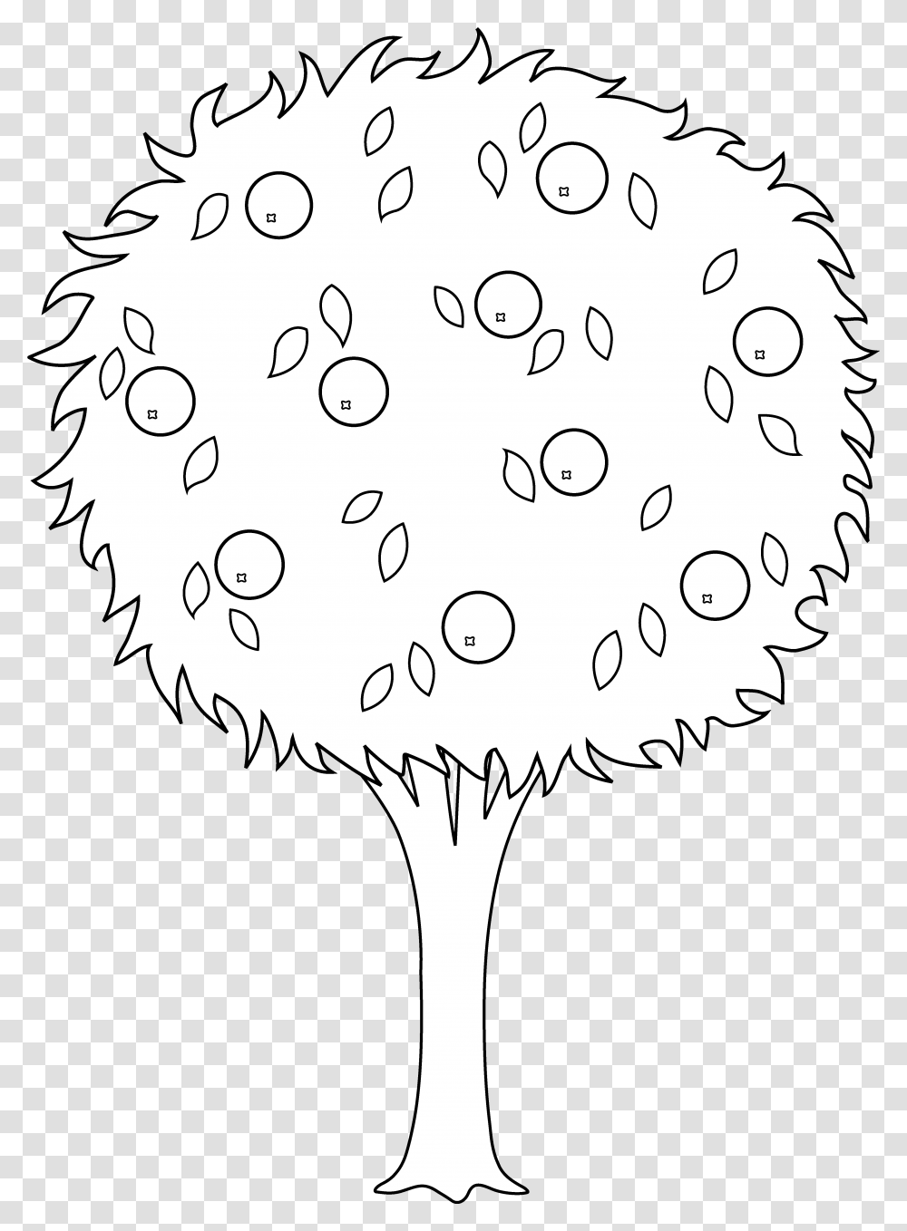 Orange Tree Line Art Free Clip, Plant, Face, Sphere, Text Transparent Png