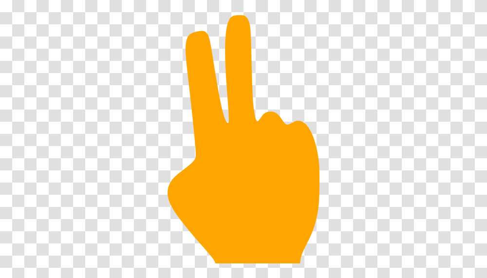 Orange Two Fingers Icon Icon Two Fingers, Clothing, Apparel, Text, Hand Transparent Png