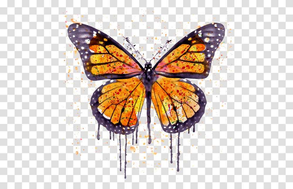 Orange Watercolor Monarch Butterfly Canvas Paintings, Insect, Invertebrate, Animal, Lamp Transparent Png