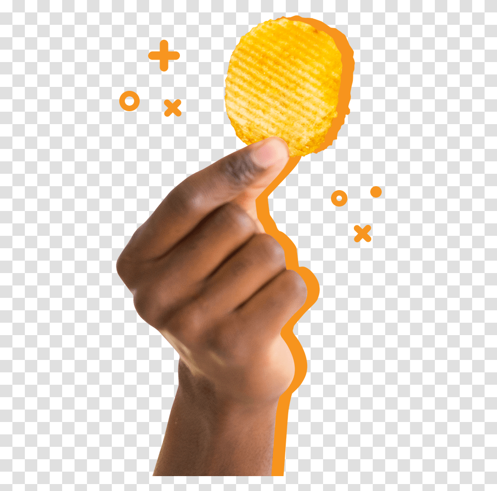 Orange With Potato Chip Hand Oral B, Person, Human, Finger, Sweets Transparent Png