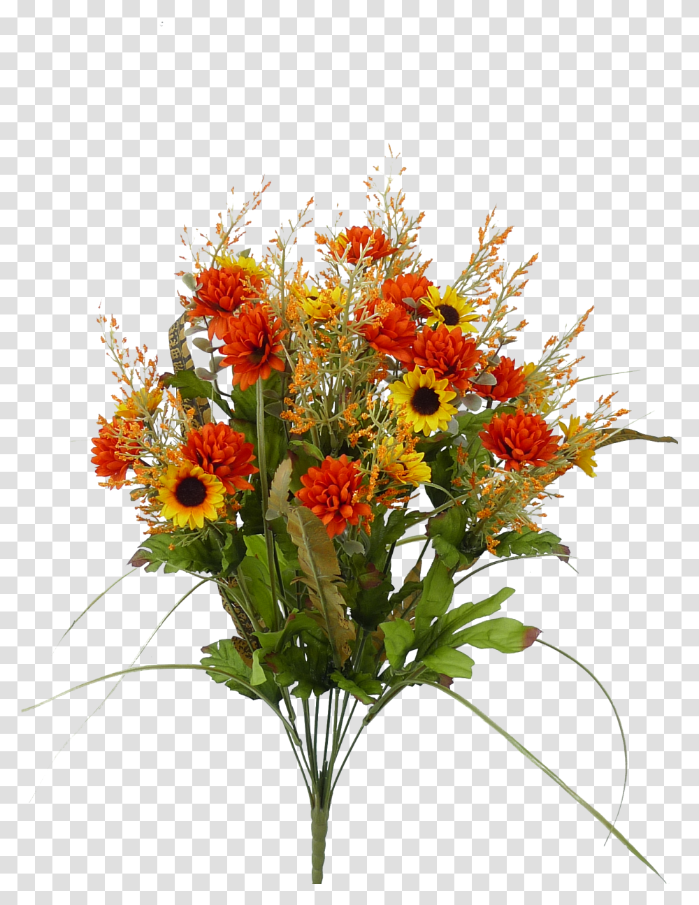 Orange Yellow Filler Flower Bush Bouquet, Plant, Ikebana, Vase Transparent Png