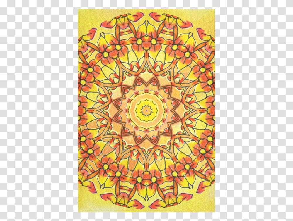 Orange Yellow Sunflower Mandala Red Zendoodle Cotton, Rug, Pattern, Floral Design Transparent Png
