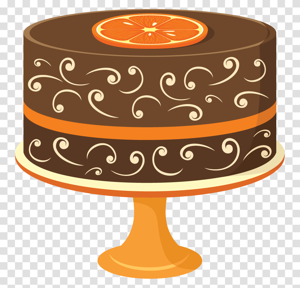 Orangecakeclip Artfooddessertbaked Goodscake Desenho De Bolo Em, Birthday Cake, Lamp, Icing, Cream Transparent Png