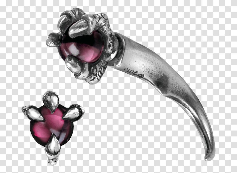 Orb And Dragon Claw Ear Stud Body Jewelry, Accessories, Accessory, Silver, Person Transparent Png