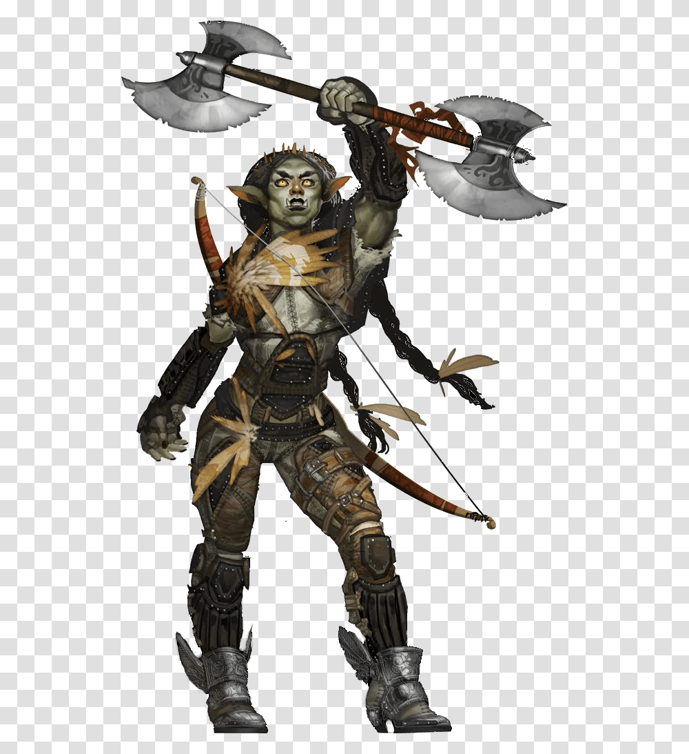 Orc Female Woman Battleaxe Warrior Fantasy Middleearth Dnd Half Orc Ranger, Person, Human, Armor, Bronze Transparent Png
