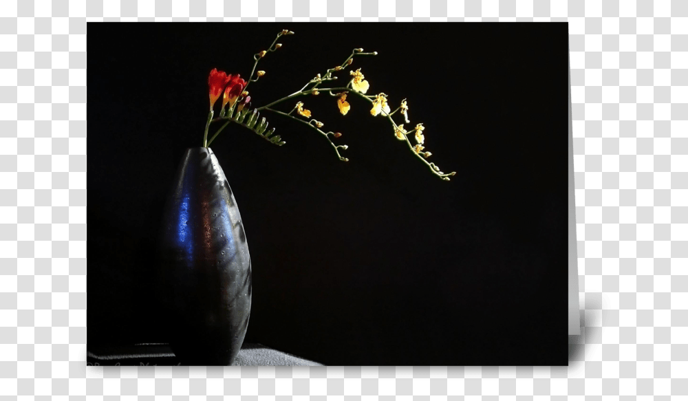 Orchids In Black Vase Greeting Card Still Life Photography, Ikebana, Ornament, Flower Arrangement Transparent Png