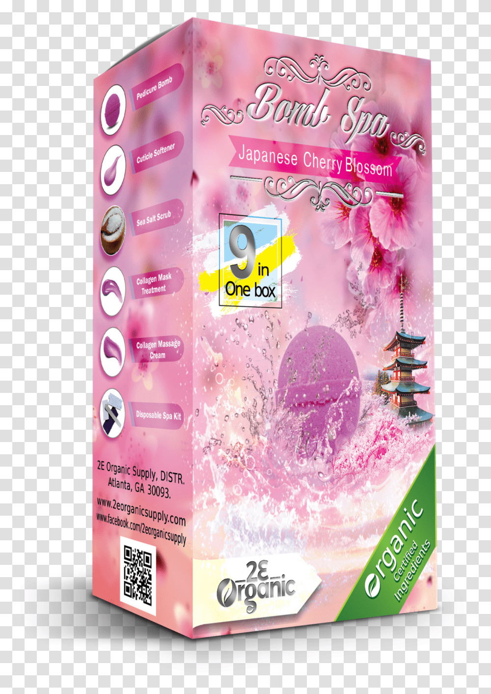 Organic 9 In 1 Bomb Spa Japanese Cherry Blossom Single Packaging And Labeling, Flyer, Poster, Paper, Advertisement Transparent Png