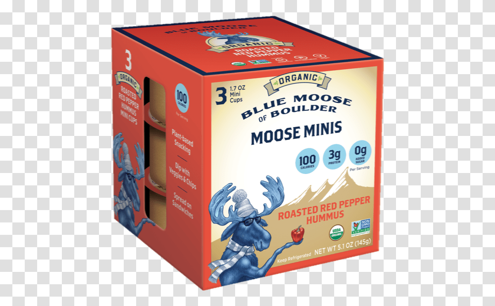 Organic Blue Moose Of Boulder Moose Minis 1.7 Oz In, Box, Cardboard, Carton, Food Transparent Png