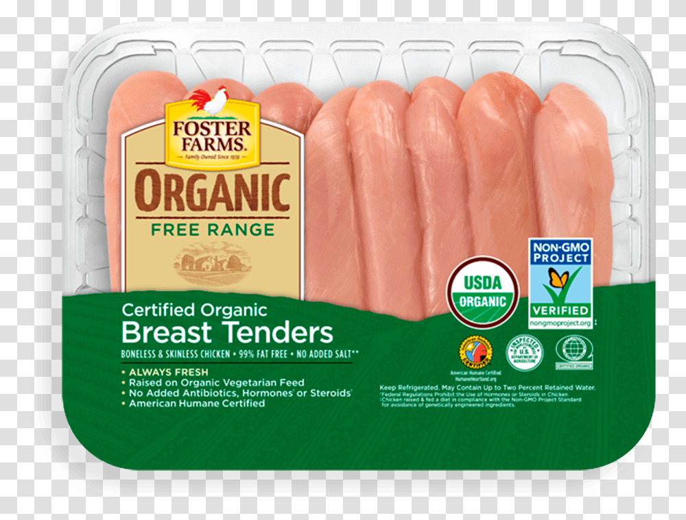 Organic Breast Tenders Foster Farms Chicken Tenders, Food, Sliced Transparent Png
