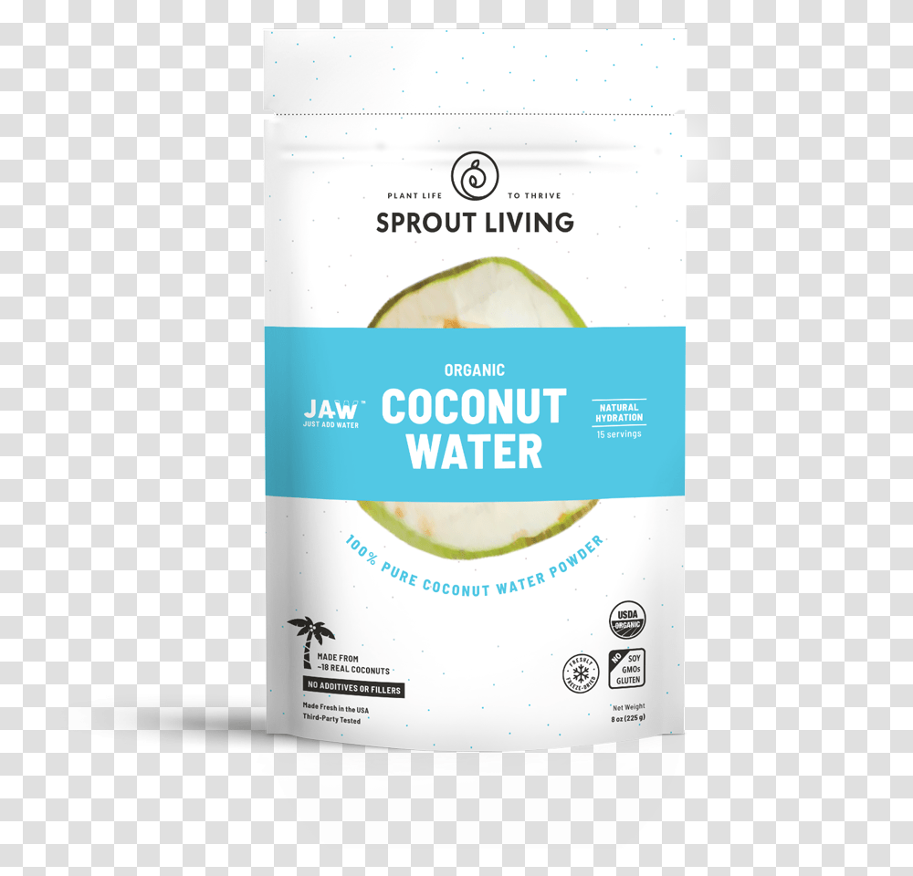 Organic Coconut Powder Living Sprouts, Label, Bottle, Beverage Transparent Png