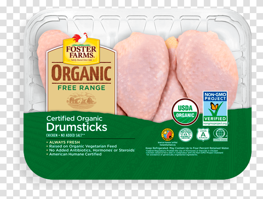 Organic Drumsticks Organic Foster Farm Chicken, Food, Plant, Pork Transparent Png