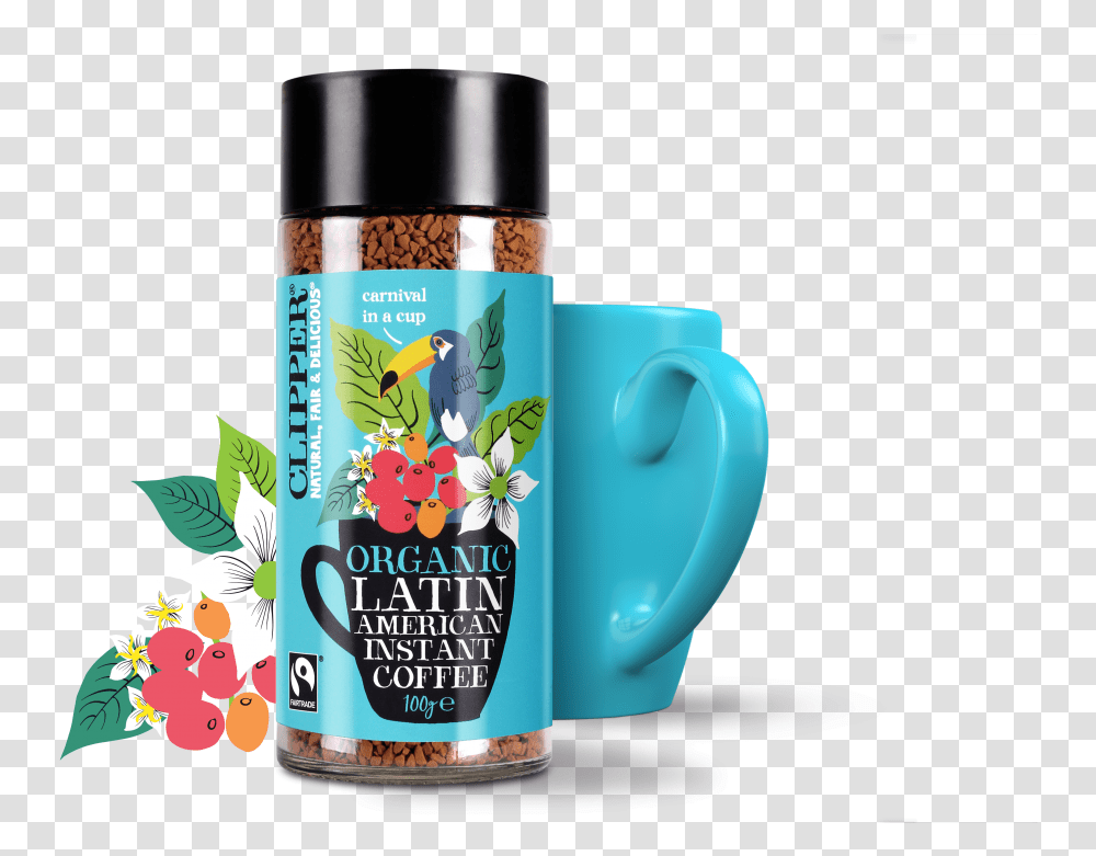 Organic Latin American Coffee 100g Clipper Fairtrade Organic Latin American Instant Coffee, Coffee Cup, Label, Cylinder Transparent Png