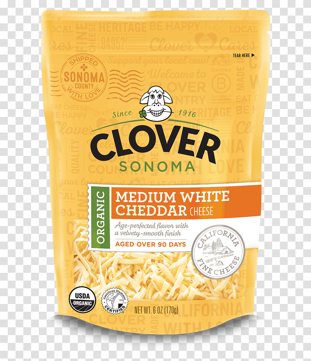 Organic Medium White Cheddar Cheese 6oz Shredded, Food, Plant, Pasta, Macaroni Transparent Png
