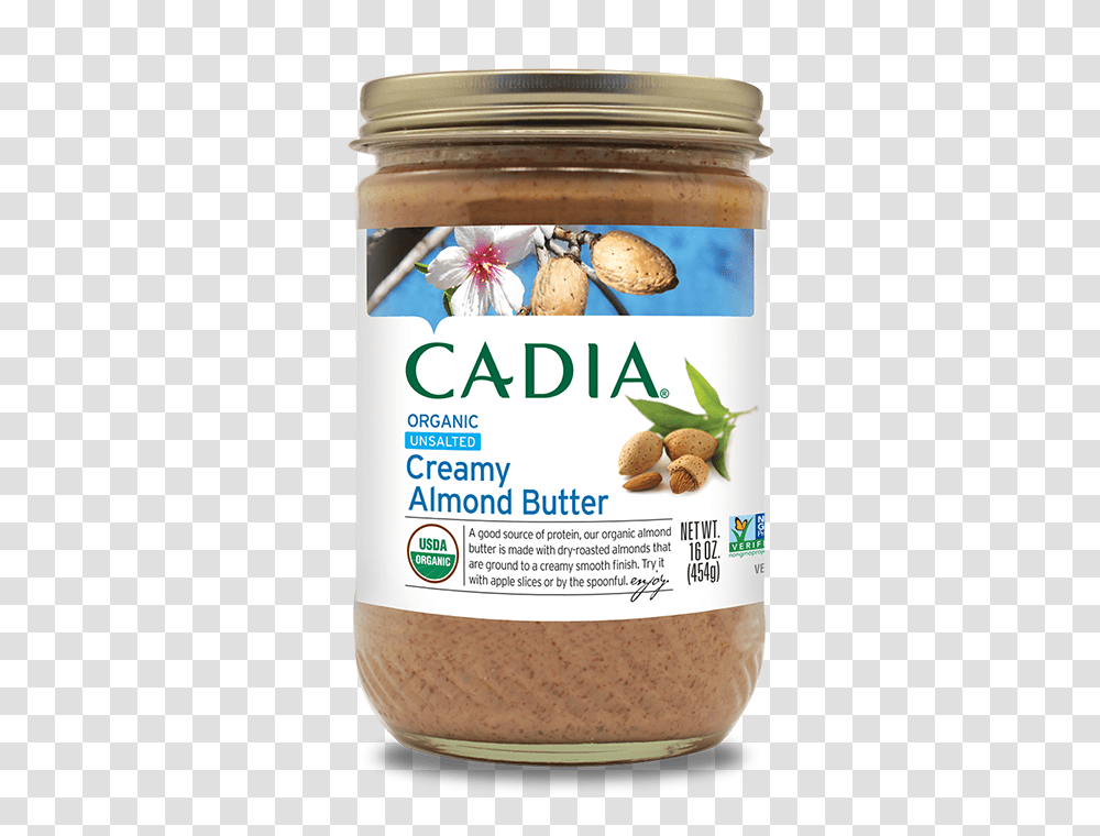 Organic No Salt Creamy Almond Butter, Peanut Butter, Food, Jar Transparent Png