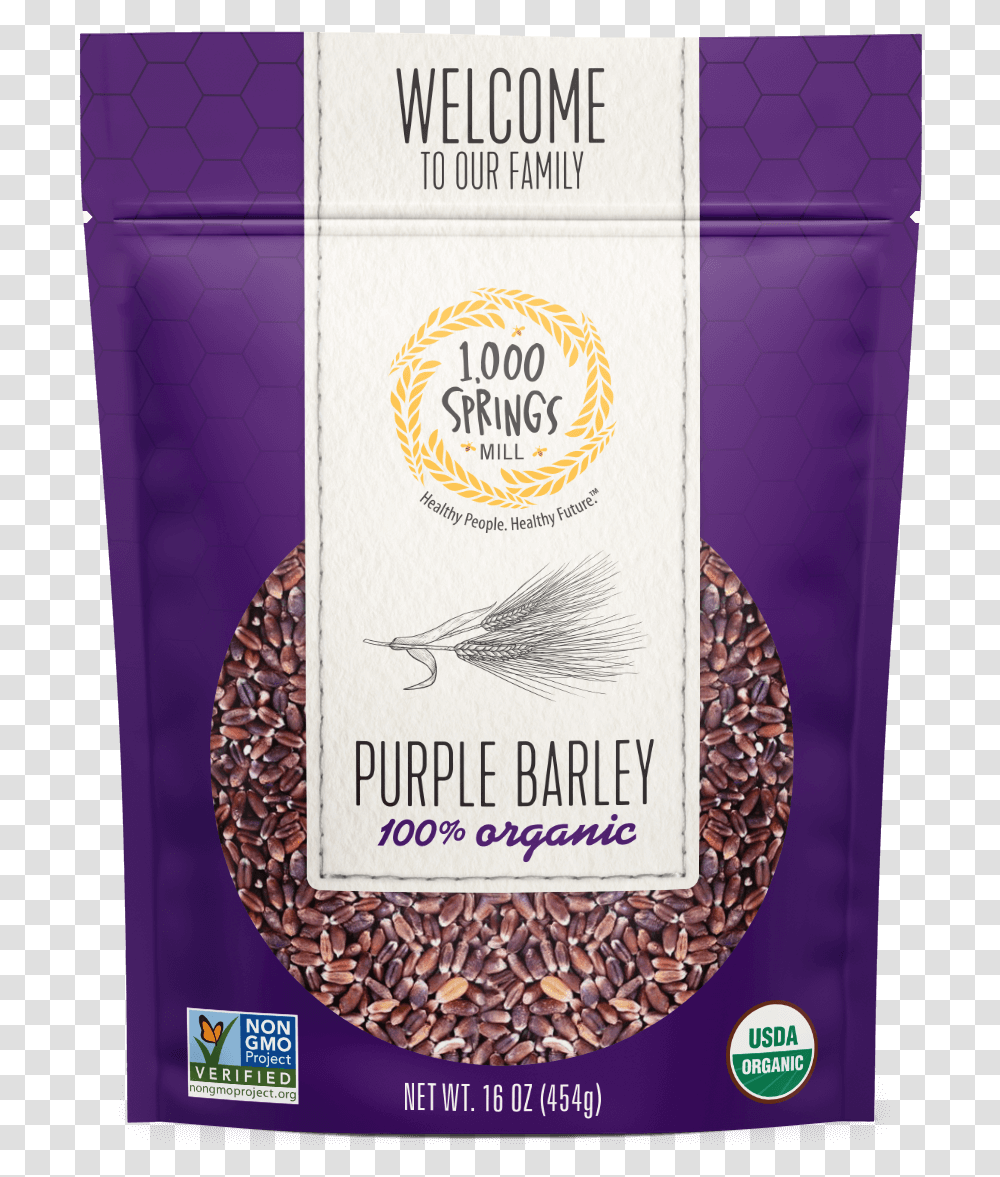 Organic Purple Barley 16 Oz 1000 Springs Mill, Bird, Plant, Pollen, Food Transparent Png