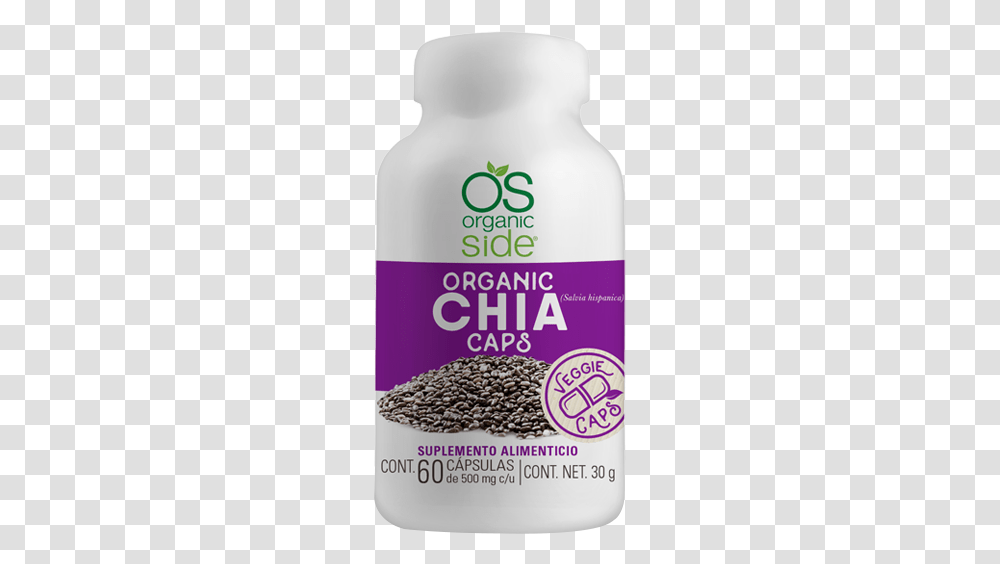 Organic Side Chia En Cpsulas 60 Cpsulas Bottle, Plant, Produce, Food, Vegetable Transparent Png