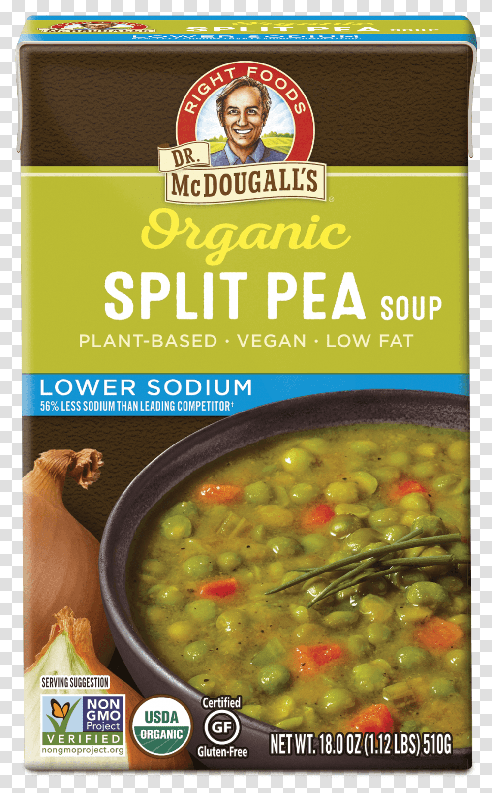 Organic Split Pea Gluten Free Lower Sodium Soup 6 Pack John A. Mcdougall, Plant, Person, Human, Vegetable Transparent Png