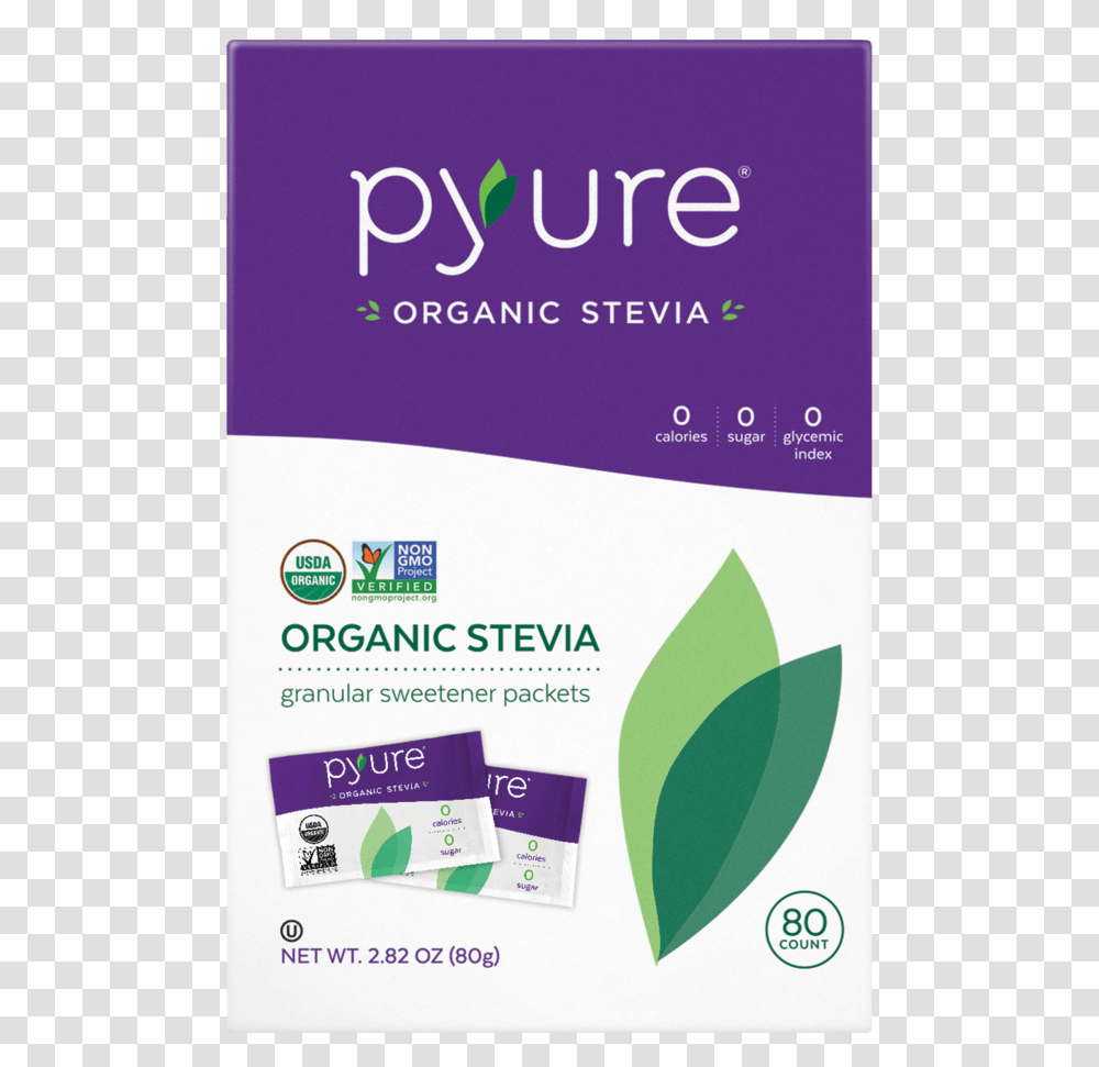 Organic Stevia Sweetener Packets 80 Count Pyure Stevia, Advertisement, Flyer, Poster, Paper Transparent Png