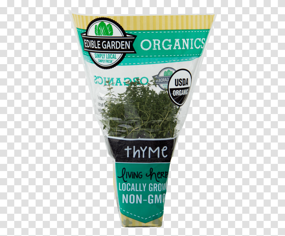 Organic Thyme Edible Garden Organic Living Herbs, Plant, Food, Vegetable, Produce Transparent Png