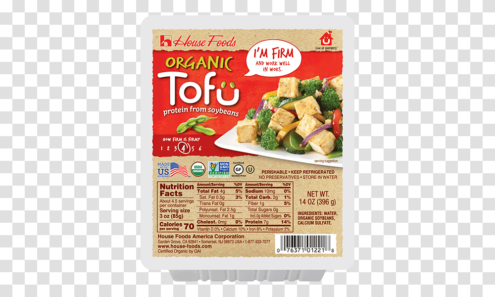 Organic Tofu Firm 4 Oz Of Tofu, Food, Menu, Plant Transparent Png
