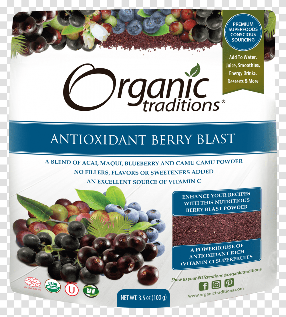 Organic Traditions Antioxidant Berry Blast, Plant, Blueberry, Fruit, Food Transparent Png