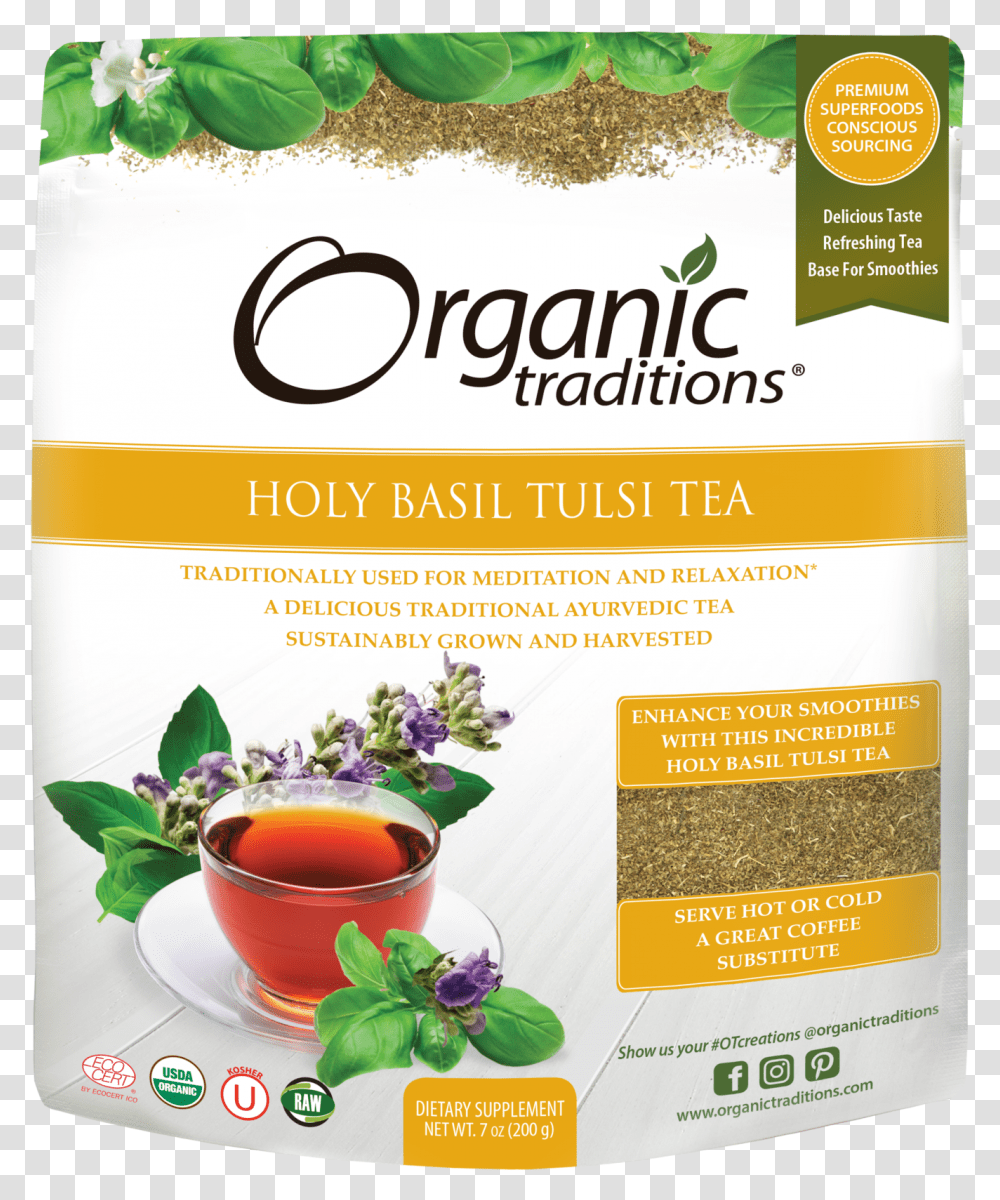 Organic Traditions Tulsi Tea, Plant, Flyer, Poster, Paper Transparent Png