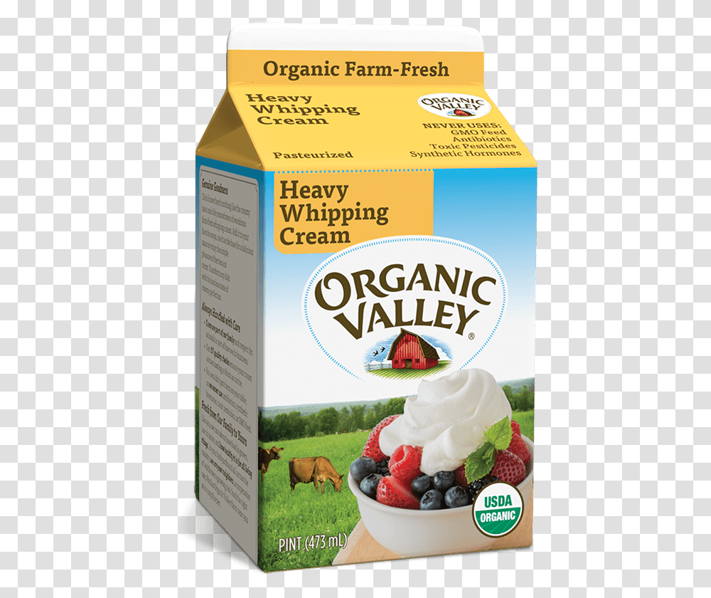Organic Valley Heavy Whipping Cream, Cow, Cattle, Mammal, Animal Transparent Png