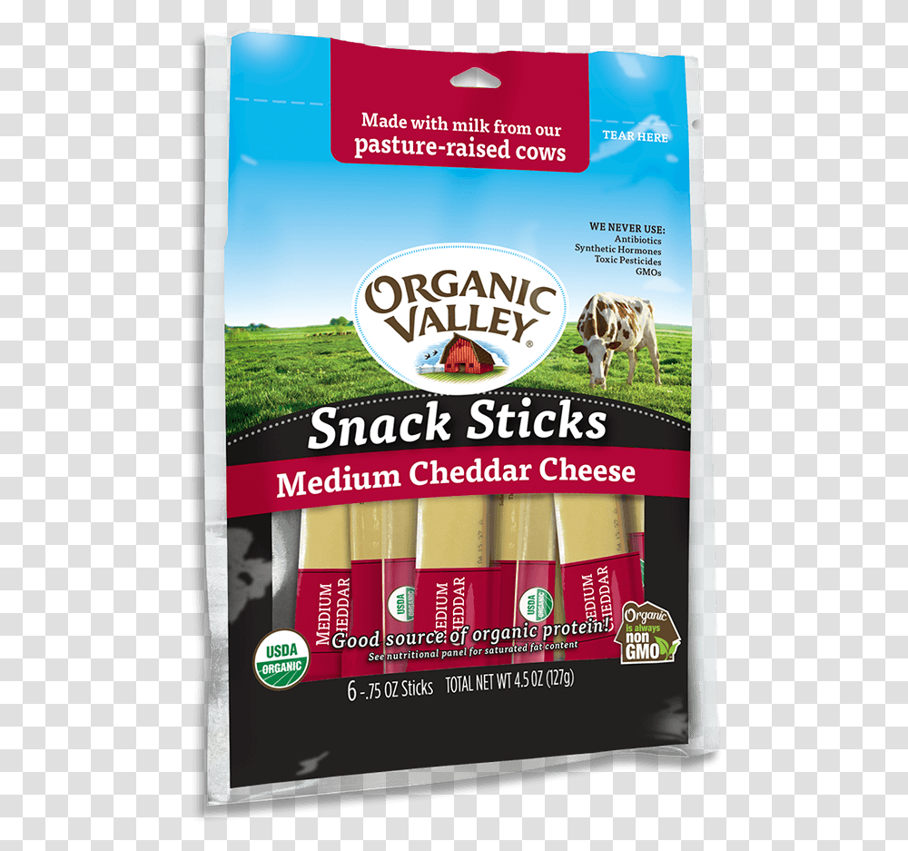 Organic Valley Pepper Jack Cheese Sticks, Cow, Cattle, Mammal, Animal Transparent Png