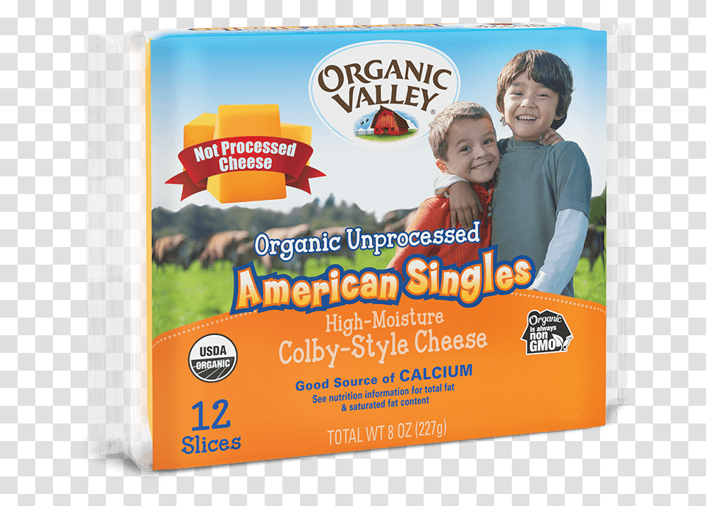 Organic Valley Unprocessed American Cheese, Person, Food, Advertisement, Plant Transparent Png