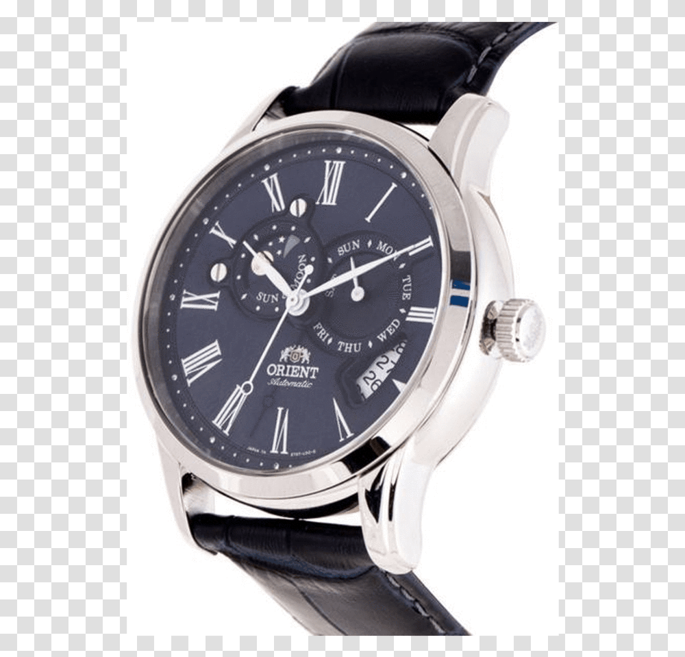 Orient Automatic Sun Amp Moon Phase Blue Dial Leather Ng H S La M Orient, Wristwatch Transparent Png