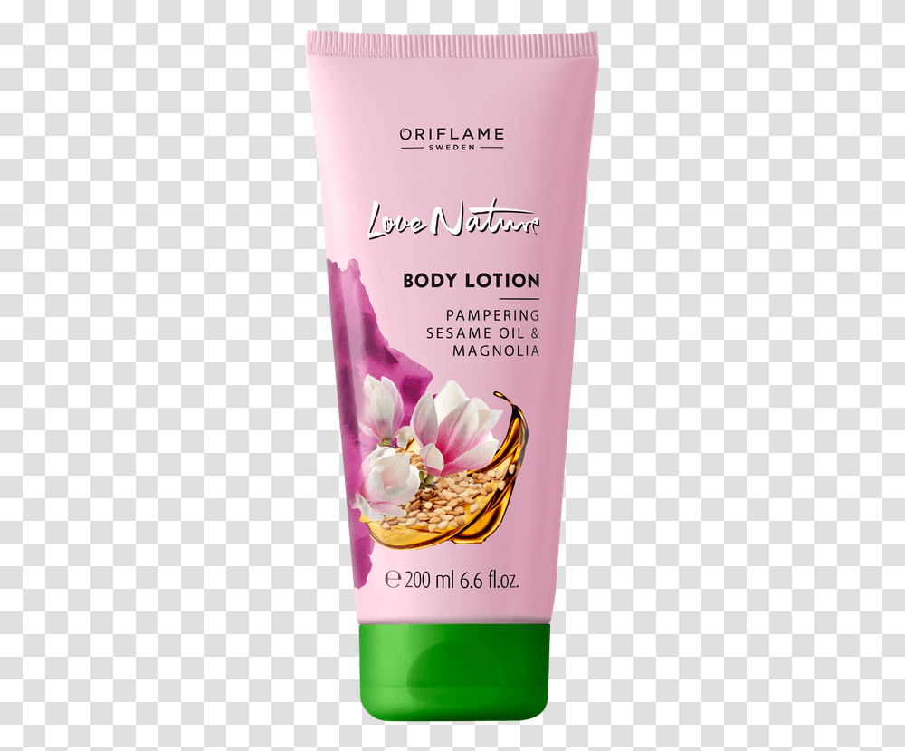 Oriflame Love Nature Body Lotion Pampering Sesame Oil Body Lotion Love Nature Oriflame, Bottle, Plant, Cosmetics, Petal Transparent Png