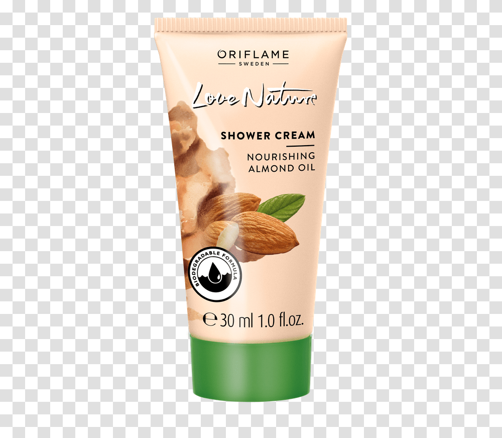 Oriflame Love Nature Shower Cream Nourishing Almond Oilpng Oriflame, Bottle, Food, Nut, Vegetable Transparent Png
