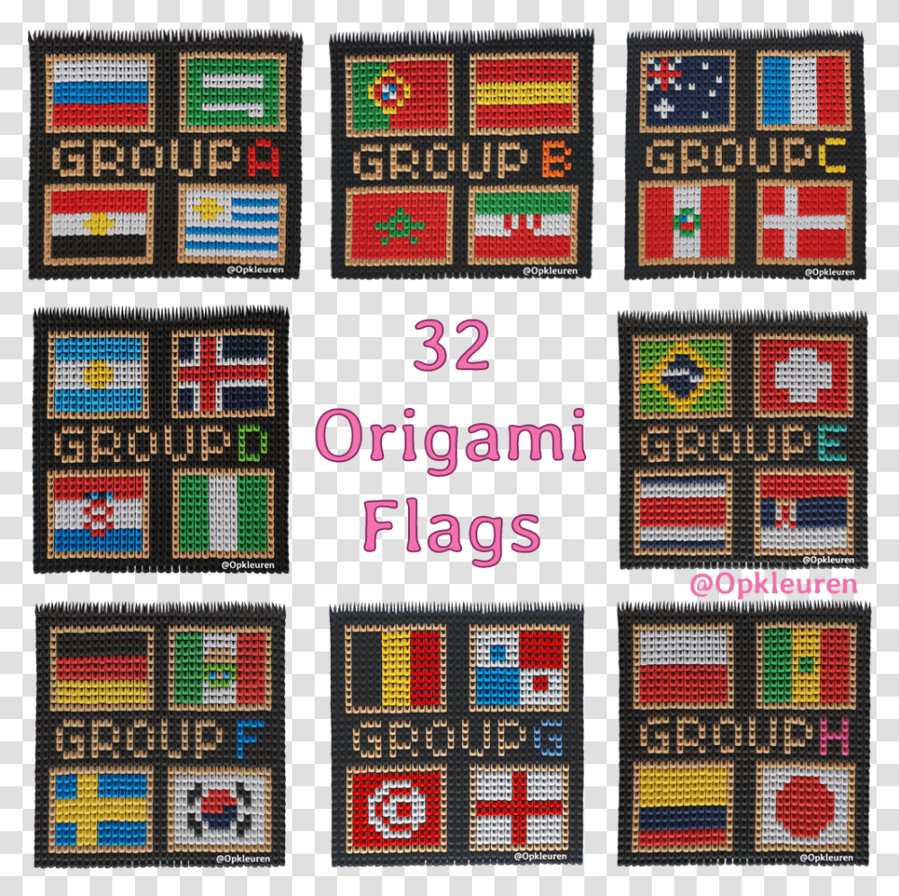 Origami Country Flags Fifa World Cup Edition Woven Fabric, Scoreboard, Patchwork, Pattern Transparent Png