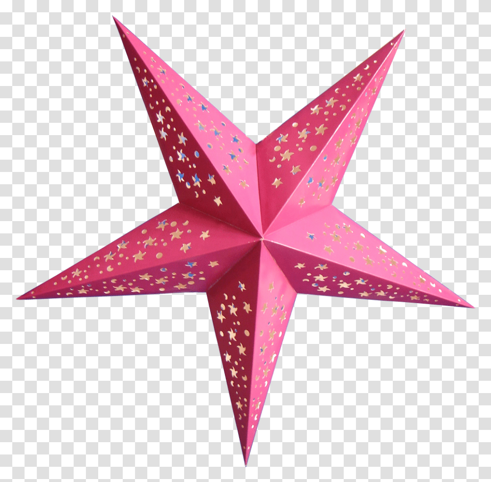 Origami Decoration Led Paper Lantern Star Shape Ceiling Julstjrna Grn, Cross, Star Symbol Transparent Png